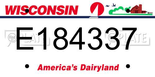 E184337 Wisconsin License Plate