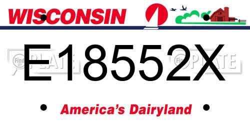 E18552X Wisconsin License Plate