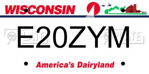 E20ZYM Wisconsin License Plate