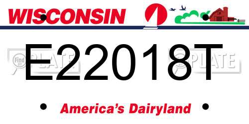 E22018T Wisconsin License Plate