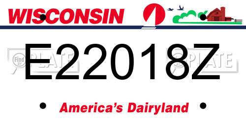 E22018Z Wisconsin License Plate