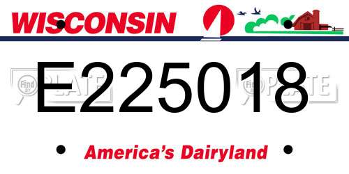 E225018 Wisconsin License Plate