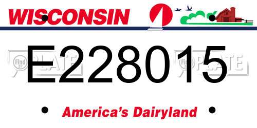 E228015 Wisconsin License Plate