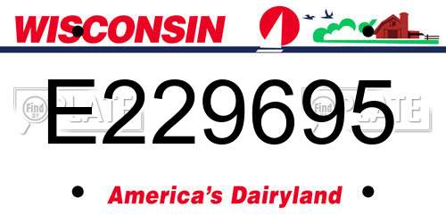 E229695 Wisconsin License Plate