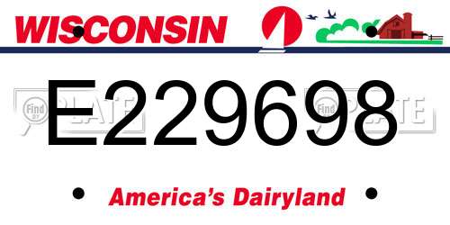 E229698 Wisconsin License Plate