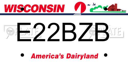 E22BZB Wisconsin License Plate
