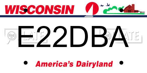 E22DBA Wisconsin License Plate