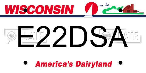 E22DSA Wisconsin License Plate