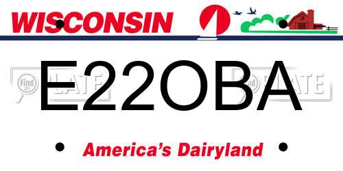 E22OBA Wisconsin License Plate