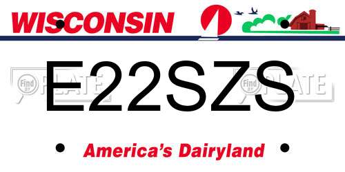 E22SZS Wisconsin License Plate