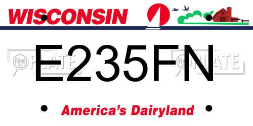 E235FN Wisconsin License Plate