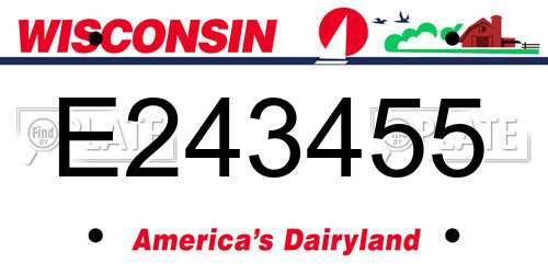E243455 Wisconsin License Plate