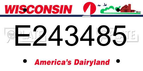 E243485 Wisconsin License Plate