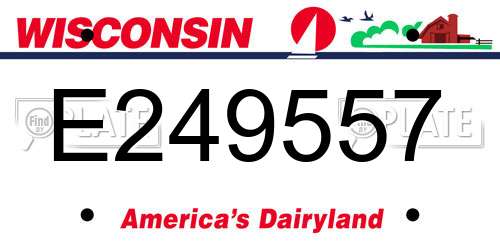 E249557 Wisconsin License Plate
