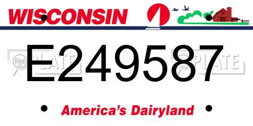 E249587 Wisconsin License Plate
