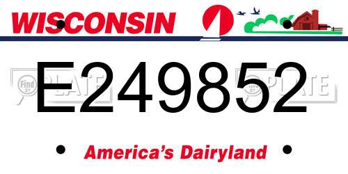 E249852 Wisconsin License Plate