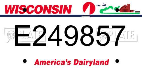 E249857 Wisconsin License Plate