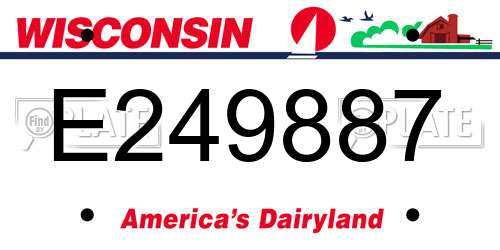 E249887 Wisconsin License Plate