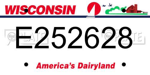 E252628 Wisconsin License Plate