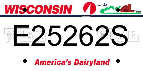 E25262S Wisconsin License Plate