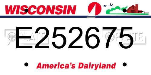 E252675 Wisconsin License Plate