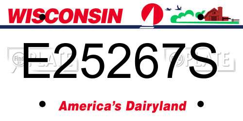 E25267S Wisconsin License Plate