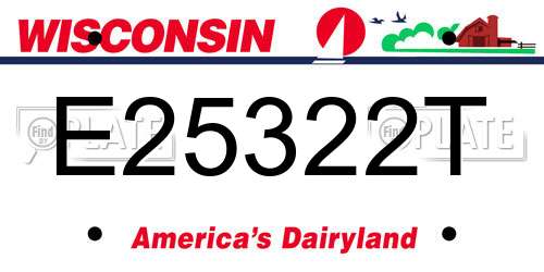 E25322T Wisconsin License Plate
