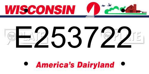 E253722 Wisconsin License Plate