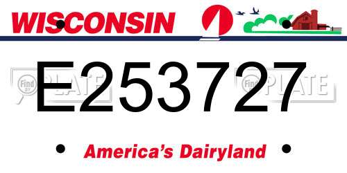E253727 Wisconsin License Plate