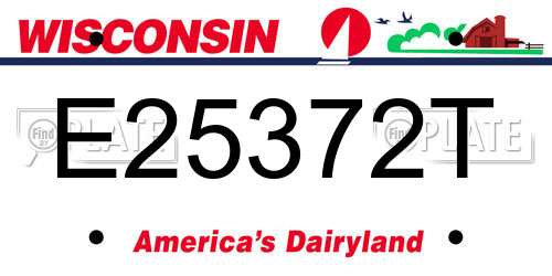E25372T Wisconsin License Plate