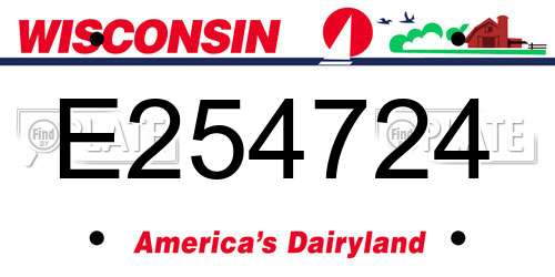 E254724 Wisconsin License Plate