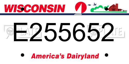 E255652 Wisconsin License Plate