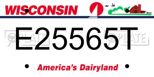 E25565T Wisconsin License Plate