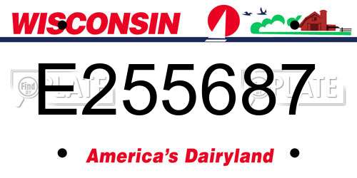 E255687 Wisconsin License Plate