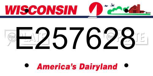 E257628 Wisconsin License Plate