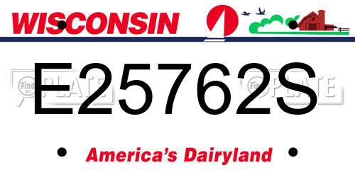 E25762S Wisconsin License Plate
