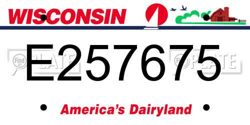E257675 Wisconsin License Plate