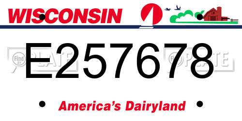 E257678 Wisconsin License Plate