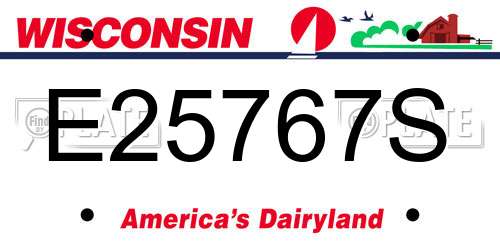 E25767S Wisconsin License Plate