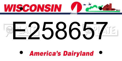 E258657 Wisconsin License Plate