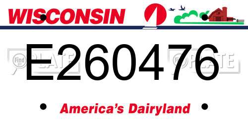E260476 Wisconsin License Plate