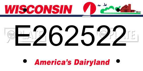 E262522 Wisconsin License Plate
