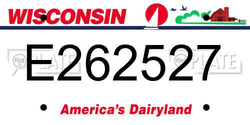 E262527 Wisconsin License Plate