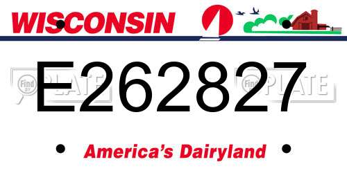 E262827 Wisconsin License Plate