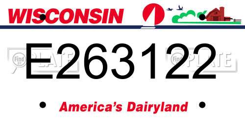 E263122 Wisconsin License Plate