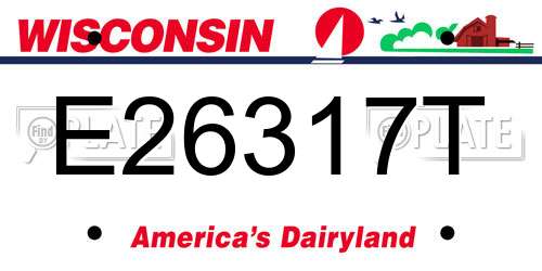 E26317T Wisconsin License Plate