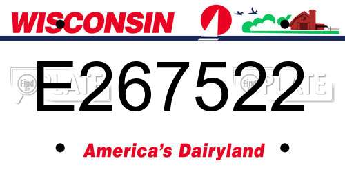 E267522 Wisconsin License Plate