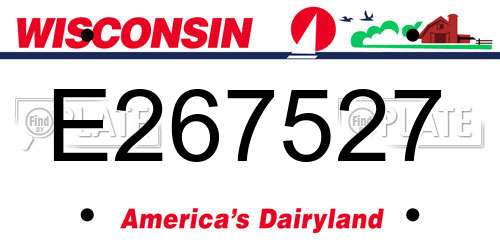 E267527 Wisconsin License Plate
