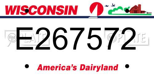 E267572 Wisconsin License Plate