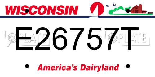 E26757T Wisconsin License Plate